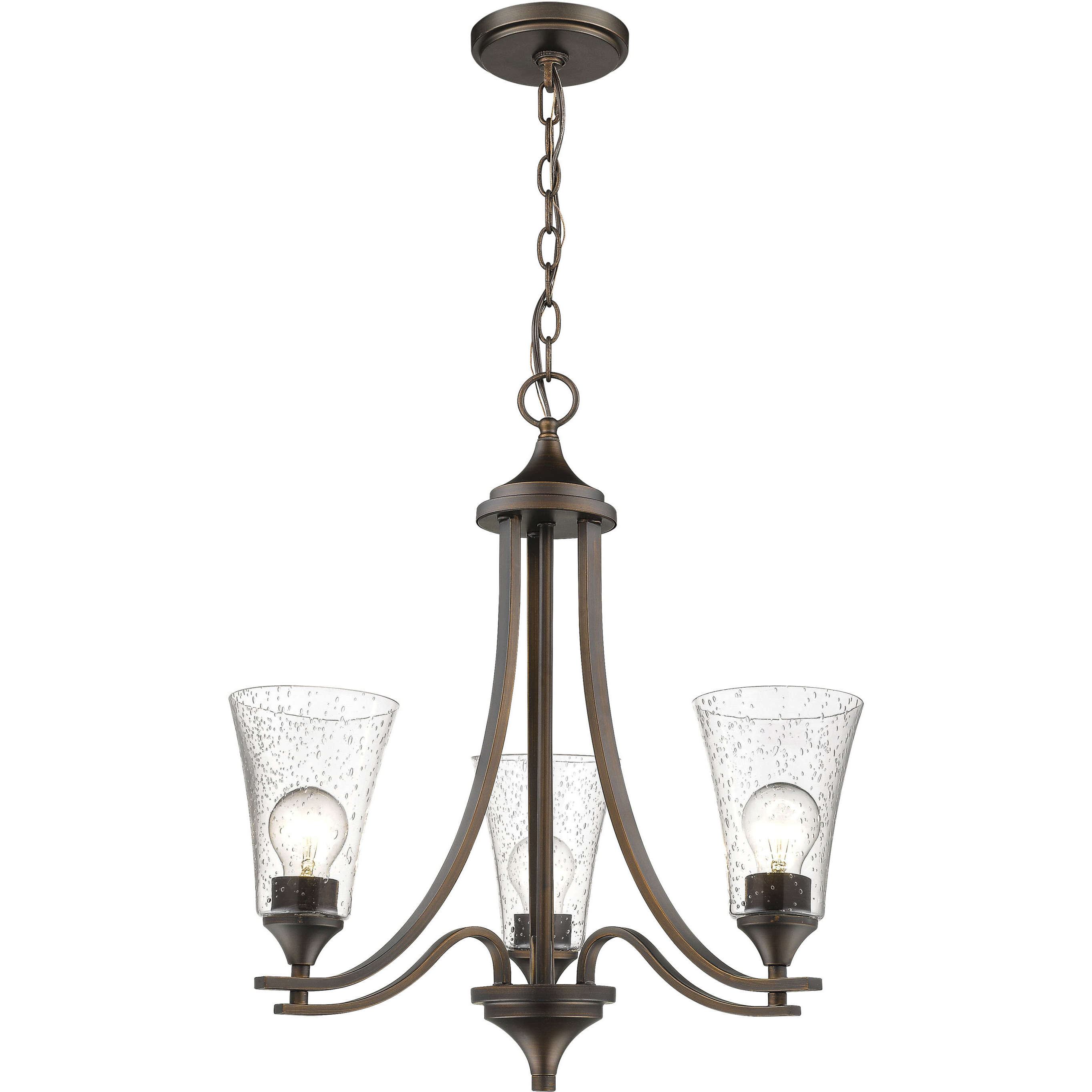 Natalie 3 Light 23 inch Rubbed Bronze Chandelier Ceiling Light
